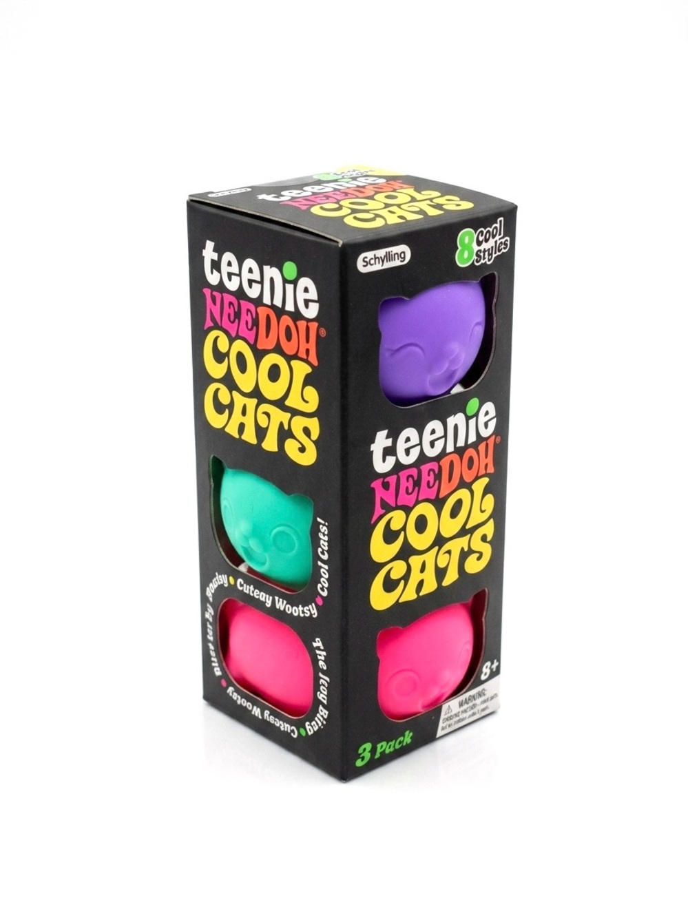 Teenie Nee Doh Cool Cats 3-Pack - Purple, Teal, Pink NEW Authentic NeeDoh Sealed